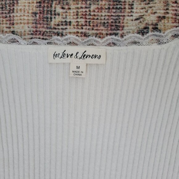 For Love & Lemons White Ribbed Button-Up Cardigan sz Medium - Picture 4 of 9